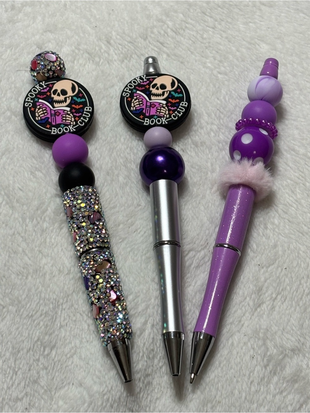 Fancy Beaded Bookclub Pen Sets with Bookish Words Spooky, Spicy, Read